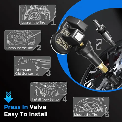 Vista 6 de Autel TPMS - Sensores MX, sensor TPMS de 315MHz y 433MHz 2 en 1, sensor de presión de neumáticos insertable, sistema de monitoreo de presión