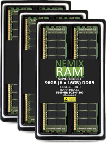 Vista 7 de NEMIX RAM Memoria de servidor registrado RDIMM ECC ECC RDIMM de 16 GB (1X16GB) DDR5 5600 MHz PC5-44800 1Rx8 1.1V CL46 288-PIN ECC RDIMM