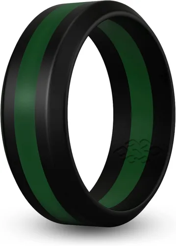 Vista 13 de Knot Theory Thin Line Silicone Ring for Men Women - 8mm Wedding Band Azul