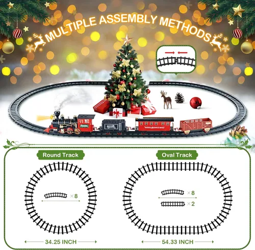 Vista 4 de Shemira Juego de tren de Navidad, juguetes de tren para niños y niñas, tren de juguete con humo ligero y sonido, juego de tren de vapor