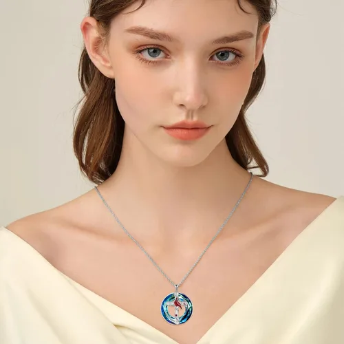 Vista 3 de POPKIMI Collar con colgante de cardenal rojo, plata de ley S925, joyería cardenal de cristal de pájaro rojo conmemorativo de árbol cardenal rojo