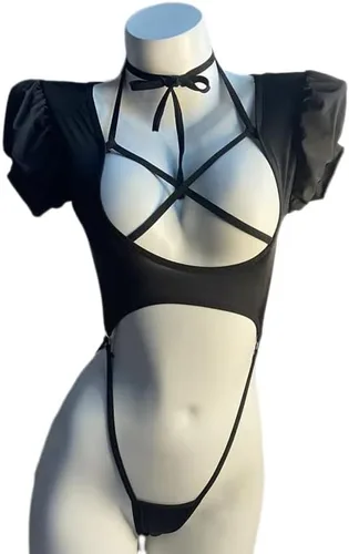 Vista 5 de SNOMYRS Teddy Bodysuit Anime Cosplay Bikini Sexy Naughty Lingerie For Women Kawaii Lingerie Maid Outfit Japanese Swimsuit