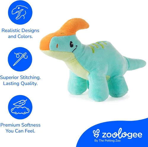 Vista 7 de The Petting Zoo Parasaurolophus - Peluche de dinosaurio de peluche, dinosaurio bebé, 12 pulgadas