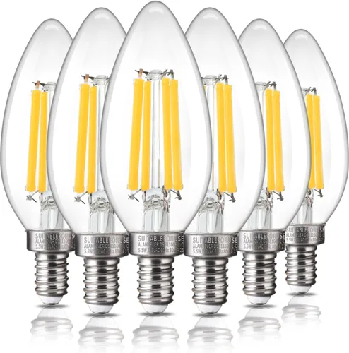 Vista 17 de ALAMPEVER Paquete de 6 bombillas para lámpara de techo, equivalente a 40W, foco E12 de candelabro, foco LED regulable de 330 lm, 2200 K blanco