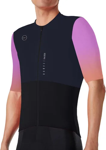 Vista 2 de GCRFL Maillot de ciclismo para hombre, manga corta, para bicicleta de carretera, camiseta de bicicleta, con bolsillo con cremallera, UPF 50+