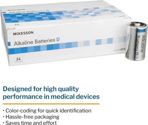 Vista 2 de McKesson Baterías alcalinas, D - Ideal para dispositivos médicos, desechables, 1.5V, 24 unidades, 1 paquete