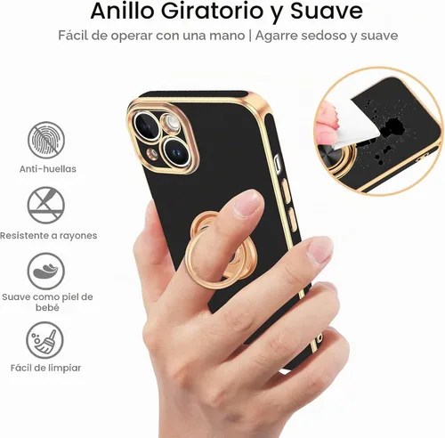 Vista 2 de VENINGO Funda para iPhone 14, funda para iPhone 14, ajuste delgado, suave soporte de anillo de 360° con base, compatible con soporte magnético