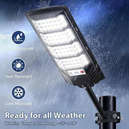 Vista 6 de Yusist Paquete de 2 Luces Solares para Calles Exteriores Impermeables, Luces LED con Sensor de Movimiento de 6500K, Luces de Inundación Solares