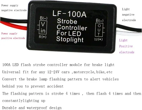 Vista 3 de Controlador de flash controlador estroboscópico módulo intermitente para luz LED de freno de coche (LF-100A)
