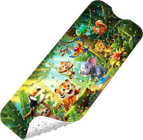 Vista 22 de Tapete de Baño para Bebé Mejorado con Dibujos Animados Antideslizante - 40"x16" Extra Largo Tapete de Bañera para Bebé Ecológico Duradero Tapete