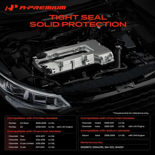 Vista 2 de A-Premium Kit de cubierta de válvula de motor compatible con Chevy Cruze, Sonic, Trax, Aveo, Aveo5, L4 1.6L 1.8L (tipo de aluminio mejorado)
