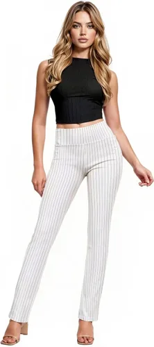 Vista 17 de Hybrid & Company - Pantalones de oficina Millennium ajustados con corte para bota para mujer 10768-negroblanco