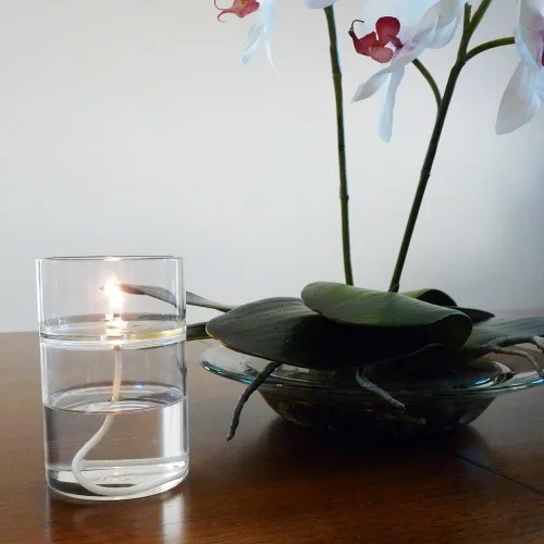 Vista 5 de Firefly Fuels - Calentador de aceite de vidrio para aceites esenciales, Zen, vela líquida reutilizable recargable con cubierta de cristal.