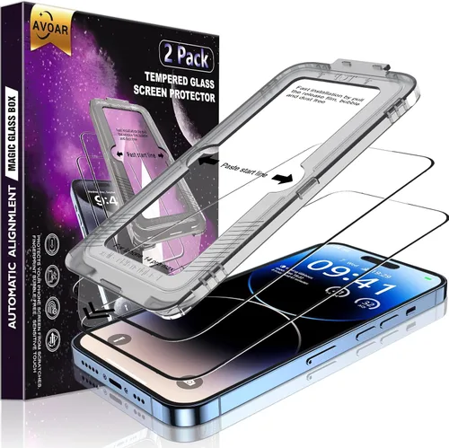 Vista 28 de Paquete de 2 protectores de pantalla de privacidad para iPhone 13 Pro Max /14 Plus [kit de alineación automática] vidrio templado, protección