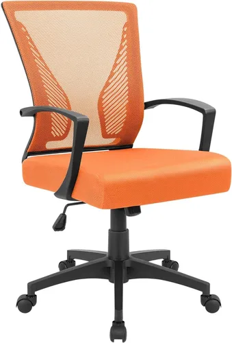 Vista 18 de Furmax Silla de oficina ergonómica de escritorio para computadora, silla de malla, respaldo medio, soporte lumbar giratorio con reposabrazos