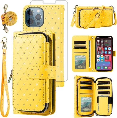 Vista 63 de Funda para teléfono iPhone 6 6S con cremallera y protector de pantalla con protector de pantalla, correa de cordón cruzado, ranura para iPhone 6 Six