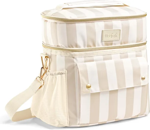 Vista 10 de Fit & Fresh Sidekick - Bolsa térmica suave con doble compartimento y Cabaña costera raya