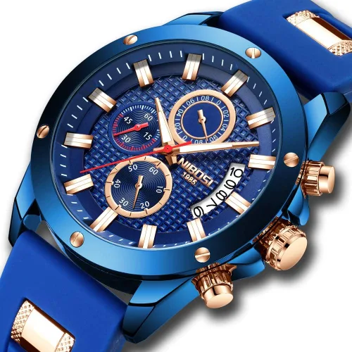 Vista 4 de NIBOSI Reloj de pulsera de cuarzo impermeable para hombre, Cronógrafo