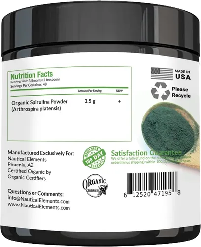 Vista 5 de Polvo de espirulina orgánica USDA de alta calidad, espirulina orgánica de algas verdes azules de California y Hawái, 100% vegetariana y vegana, sin
