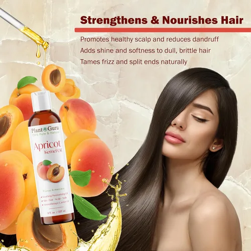 Vista 5 de Aceite de albaricoque de 2 onzas líquidas. Portador prensado en frío 100% puro y natural para el crecimiento de la piel, la cara y el cabello. Ideal
