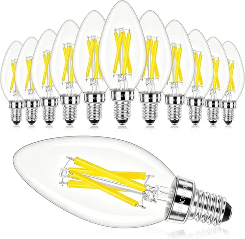 Vista 8 de Bombillas LED E12 para candelabros equivalentes a 40 vatios, bombillas vintage de 4 W regulables, bombilla ámbar blanco cálido de 350 lúmenes de luz