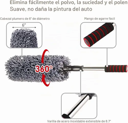 Vista 4 de upra Kit de plumero de automóvil, el mejor plumero multiusos de microfibra, herramientas de limpieza interior y exterior, cepillo de detalles