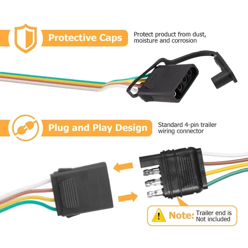 Vista 4 de WeiSen Arnés de cableado de remolque personalizado de 4 pines compatible con Dodge Nitro 2007-2012, compatible con Jeep Liberty 2008-2012