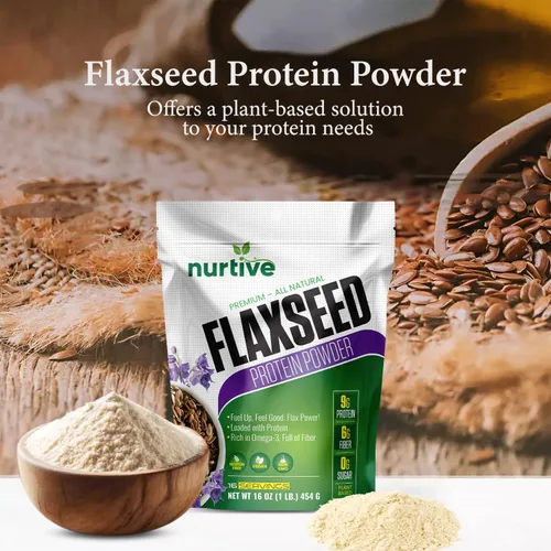 Vista 2 de Polvo de proteína de linaza a base de plantas, rica en omega-3 y antioxidantes, ideal para la recuperación después del entrenamiento, impulso