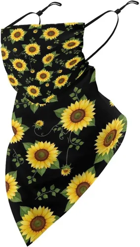 Vista 29 de Bufanda de protección solar UV, bufanda triangular reutilizable con lazo para las orejas
