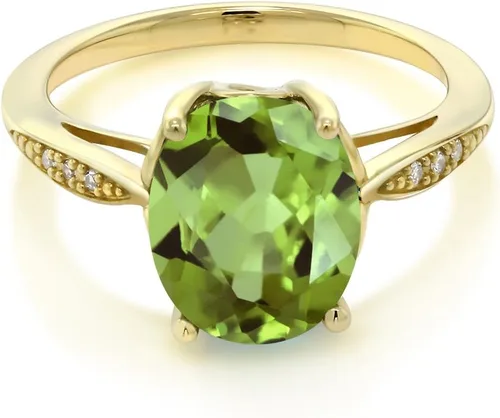 Vista 42 de Gem Stone King Anillo de compromiso de oro amarillo de 14 quilates de 2-3 quilates con piedra preciosa ovalada de 0.394 x 0.315 in y diamantes