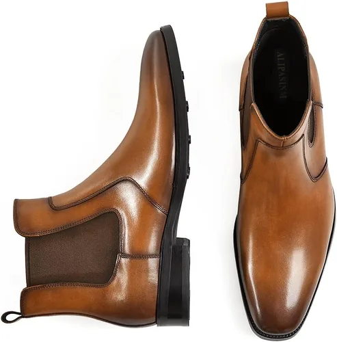 Vista 5 de Botas de vestir para hombre, botas Chelsea de cuero para hombre
