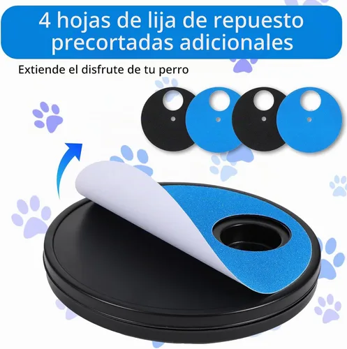 Vista 3 de Grevosea Tabla para rascar uñas de perro, 3 en 1, almohadilla redonda giratoria para uñas con caja de golosinas, lima de uñas para perros, tabla