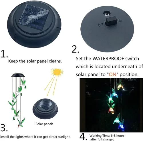 Vista 3 de Campanillas solares de colibrí, regalos de cumpleaños únicos para mujeres/mamá/abuela, mejores ideas de jardinería
