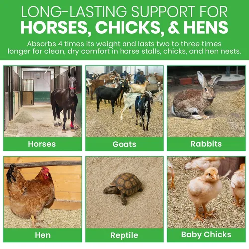 Vista 6 de Ropa de cama para animales de cáñamo de 1 libra = 5.1 litros de tierra natural, súper absorbente, libre de polvo, para tu caballo, pollo, conejo