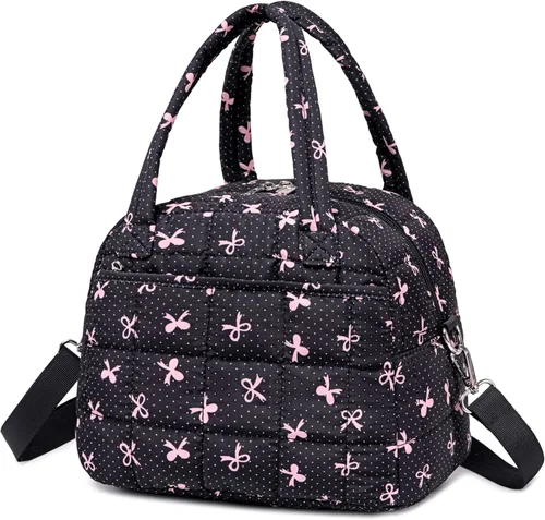 Vista 15 de LEDAOU Lonchera para Mujeres, Bolsa de Almuerzo Acolchada con Relleno Puffer, con Correa Ajustable, Aislada, Reutilizable, para el Trabajo, Escuela