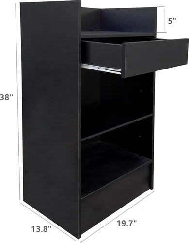 Vista 2 de FixtureDisplays® Soporte negro para caja registradora con estante de almacenamiento ajustable 119721