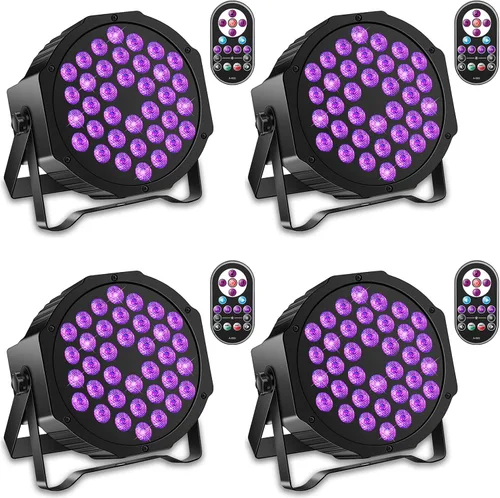 Vista 10 de U`King Luces negras para fiesta brillante, 72 W, UV, 36 LED, luz negra que brilla en la oscuridad, luz negra estroboscópica con control remoto DMX