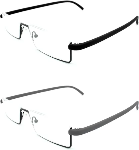 Vista 3 de Lentes de lectura de medio marco con estuche portátil, lentes de lectura delgados y ligeros para mujeres y hombres (2 pares 1.25)