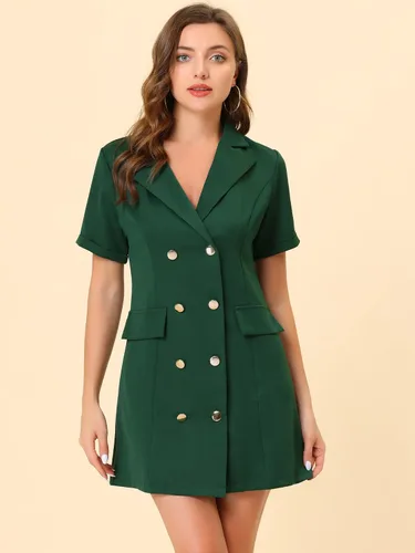 Vista 3 de Allegra K Vestido blazer casual con solapa con muescas y cinturón para mujer