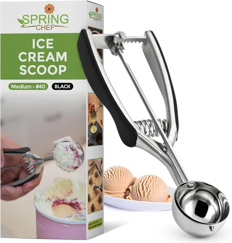 Vista 19 de Spring Chef Cuchara Extra Pequeña para Galletas, Boleador de Melón de Acero Inoxidable, Cuchara para Hornear, Gatillo con Resorte para Masa