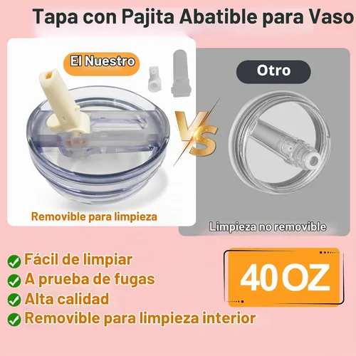 Vista 5 de Stanley Quencher ProTour, paquete de 2 tapas con popote desmontable de 40 onzas, a prueba de fugas, para Stanley, tapa de repuesto a prueba de Negro