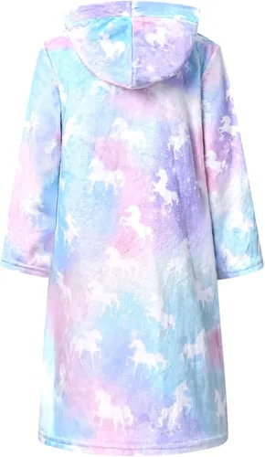 Vista 2 de QPANCY Bata de baño para niñas, suave felpa de forro polar, ropa de dormir