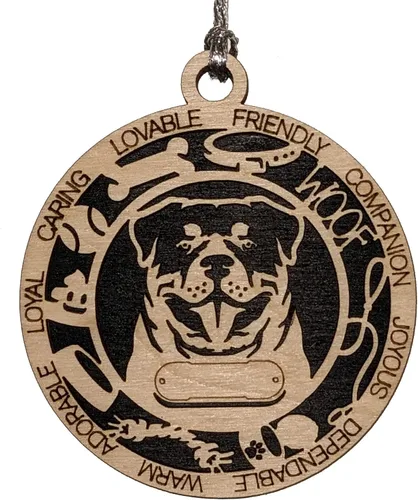 Vista 138 de Adorno de Navidad personalizado para perro Cavalier King Charles Spaniel, redondo de 3 pulgadas, madera cortada con láser de 2 capas, nombre y texto
