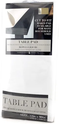 Vista 2 de Protector de mesa de vinilo con respaldo de fieltro de 52 x 90 pulgadas, protector de mesa impermeable cortado para adaptarse con respaldo