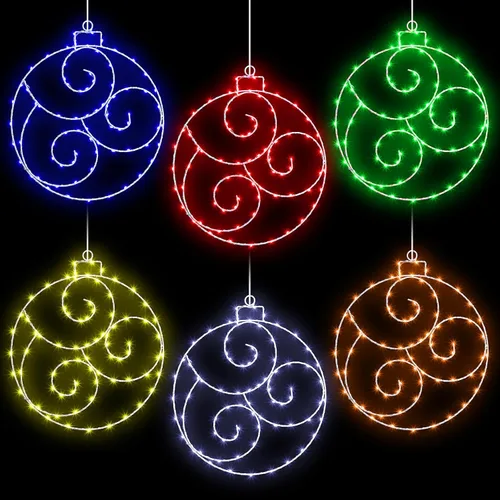 Vista 3 de 6 unidades de 12 pulgadas de luz solar de Navidad al aire libre, decoración de Navidad, bola colgante LED impermeable, 60 luces con 8 modos