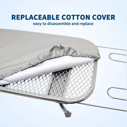 Vista 6 de Tabla de planchar plegable con soporte de hierro, tabla de planchar de metal pequeña portátil que ahorra espacio con cubierta de algodón resistente