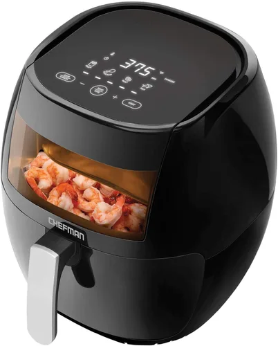 Vista 5 de CHEFMAN Freidora de aire digital multifuncional+ asador, deshidratador y freidora TurboFry Touch de 8 cuartos de galón con ventana de visualización