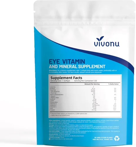 Vista 7 de VivoNu Suplemento de vitaminas oculares de luteína para la salud macular y ojo seco, contiene luteína, zinc, vitaminas C/E y zeaxantina para apoyar