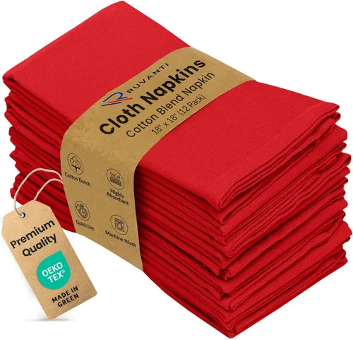 Vista 63 de Ruvanti - Juego de 4 servilletas de tela de 45x45 centímetros, lavables, suaves, duraderas, absorbentes, mezcla de algodón. Servilletas de mesa