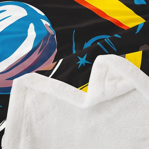 Vista 4 de Feelyou Manta Deportiva de Felpa Sherpa para Lanzar, Baloncesto, Fútbol Americano, Béisbol, Tenis, Manta Suave y Mantas con Patrón de Pelota, Manta